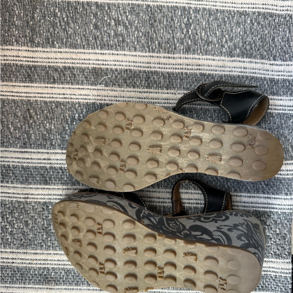 Fly London Black and Gray Patterned Wedges - Picture 5 of 7